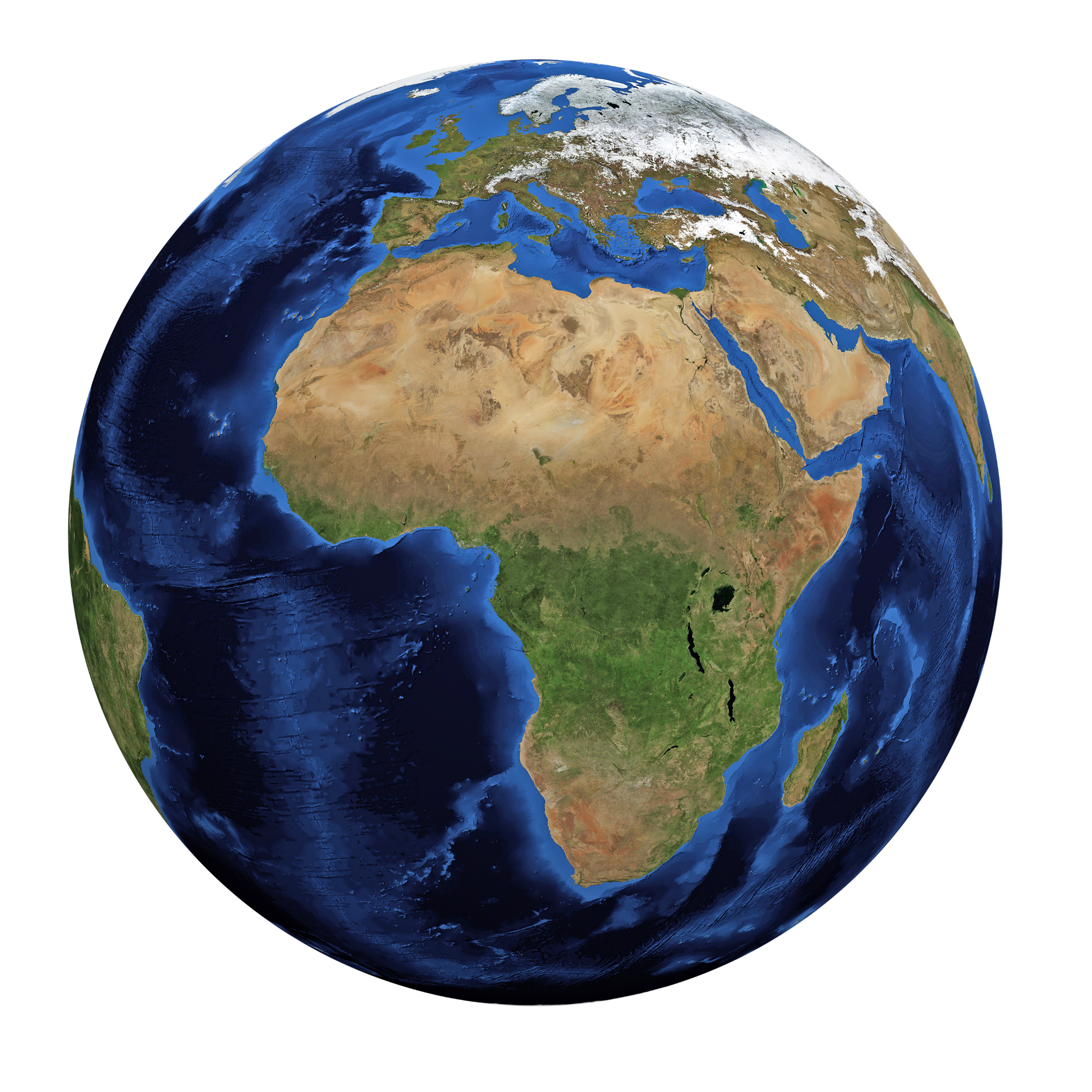 Earth globe centred on Africa